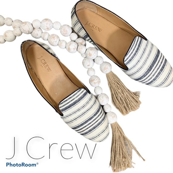 J.Crew 9.5 Fabric Canvas Striped Flats